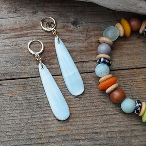 ❌SOLD❌Amazonite Teardrops Semi-Precious Ear Hugger Hoop Earrings